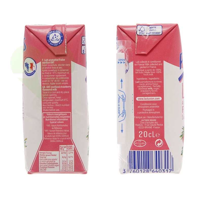 Sữa hương vị dâu nhãn hàng Promess từ Pháp