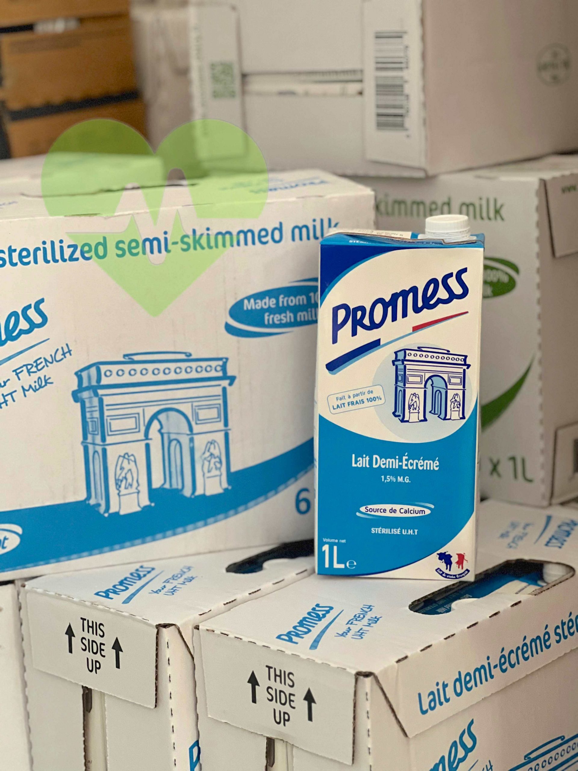 Sữa Promess semi-skim ít béo nhập khẩu Pháp