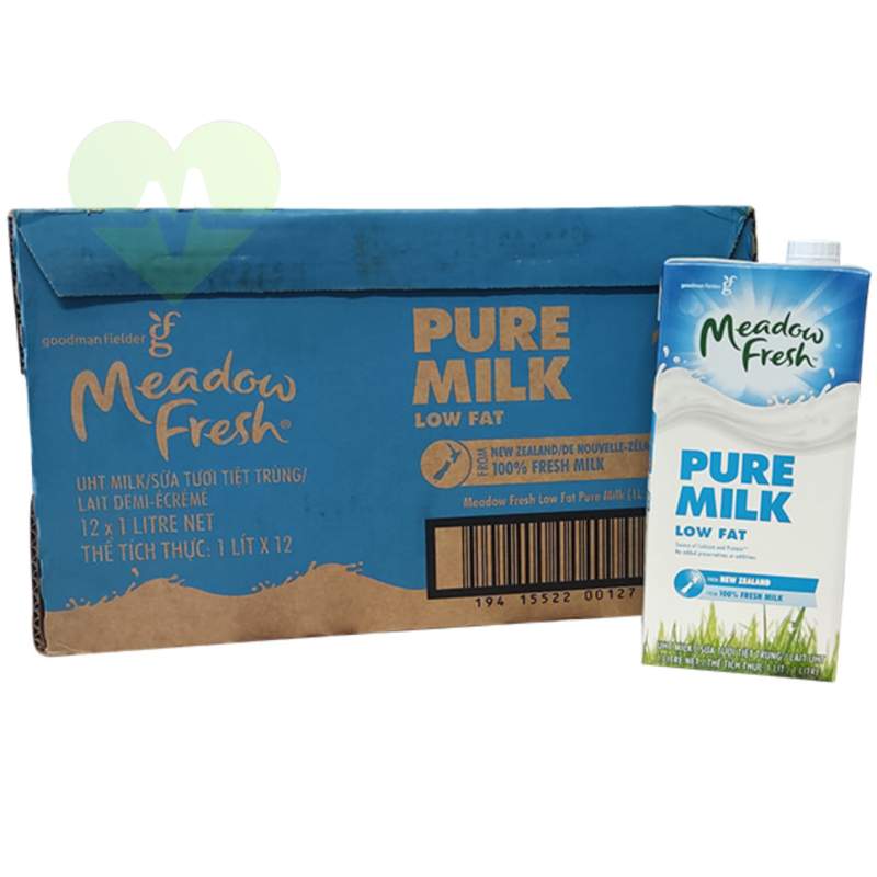 Sữa Meadow Low Fat ít béo hộp 1L, thùng 12L