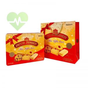 Bánh hộp thiếc 568g Jacob Jensen màu đỏ