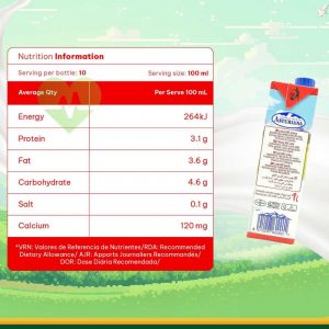 hàm lượng dinh dưỡng trong sữa tươi Asturiana