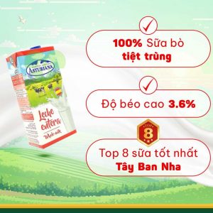Sữa tươi nguyên kem Asturiana béo 3,6% hàng đầu của Tây Ban Nha