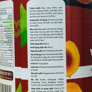 thành phần có trong đào vàng ngâm nước đường Holamart