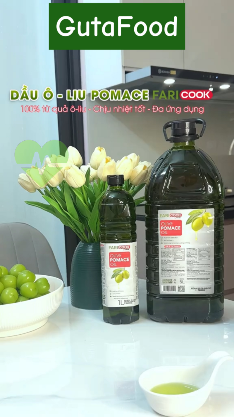Dầu ô liu Faricook chai nhựa 1L, nhập khẩu Tây Ban Nha, phân phối bởi Guta Food