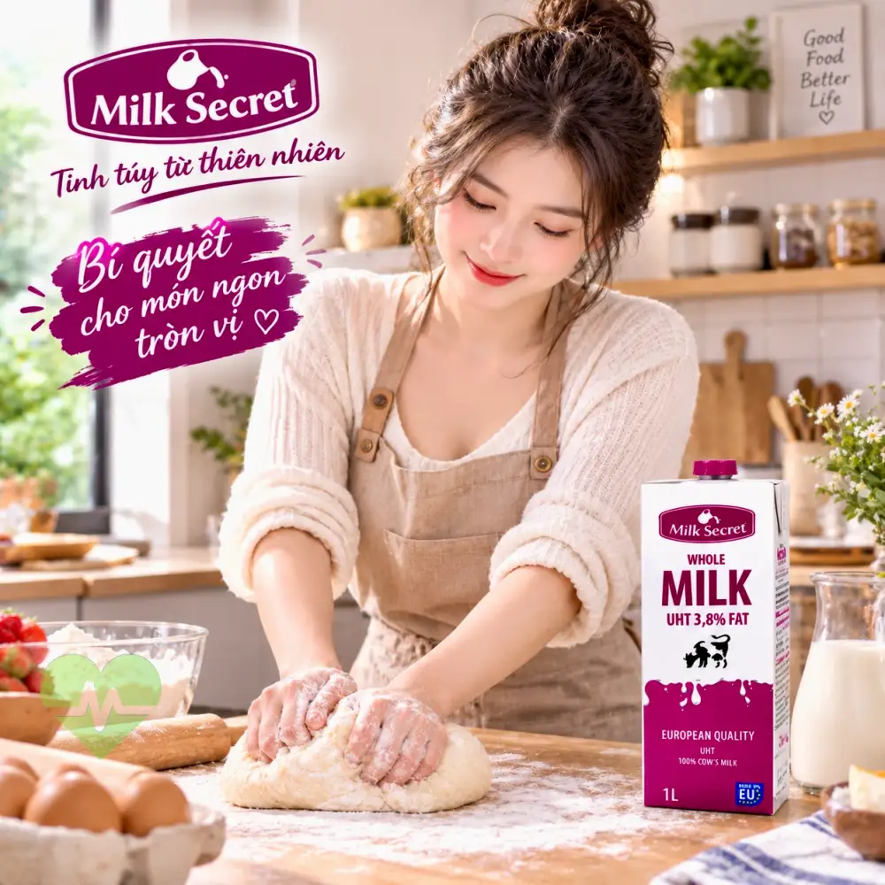 Sữa tươi nguyên kem Milk Secret dùng làm nguyên liệu làm bánh