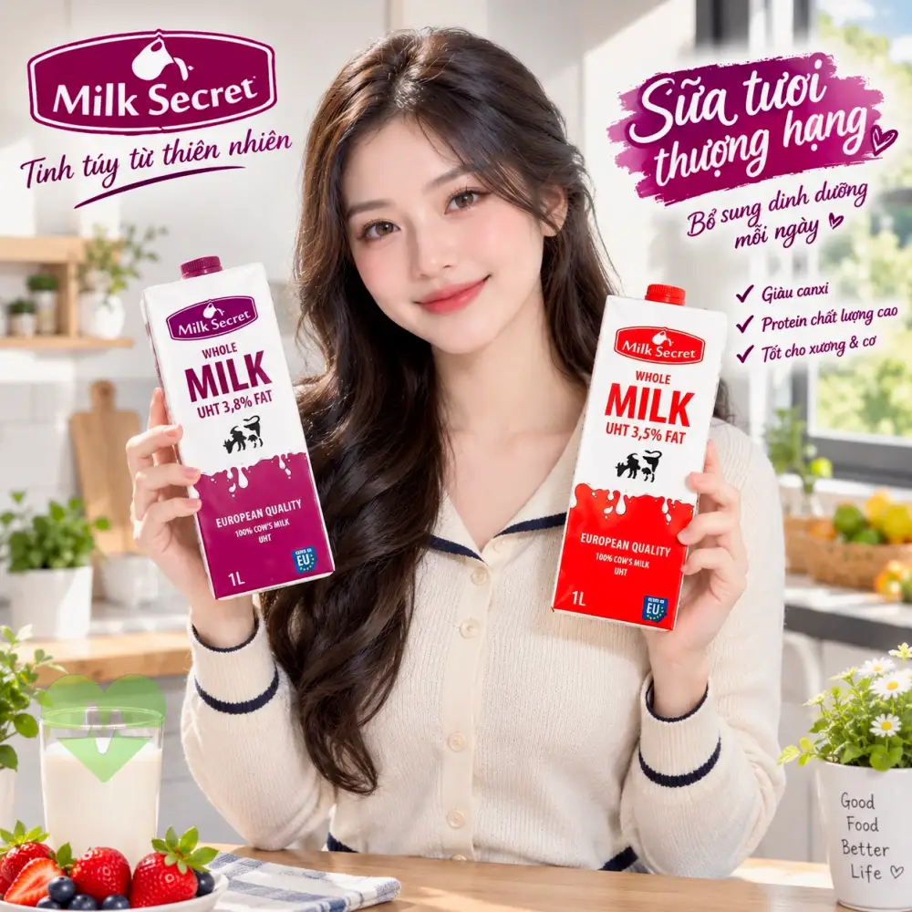 Sữa tươi nguyên kem Milk Secret nhập khẩu Ba Lan